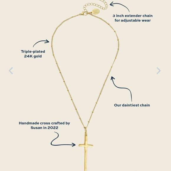 - Elegant Gold Cross Necklace - Picture 4 of 6